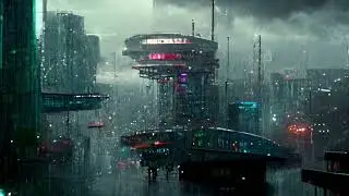 Rain Drops Falling Over A Future City EXTENDED, 6 Hours, Sleep Sounds, Rain Falling. White Noise.