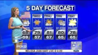 JILL NICOLINI'S FORECAST WEARING JULIE BROWN DESIGNS ON THE PIX 11 MORNING NEWS