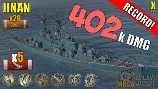 DAMAGE RECORD! Jinan 402k Damage | World of Warships Gameplay