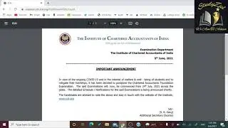 POSTPONEMENT OF CA FOUNDATION EXAMINATION JUNE 2021