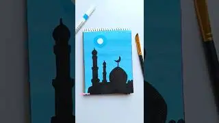 Easy Masjid painting tutorial for beginners #islamicvideo #arabicart #art #muslim