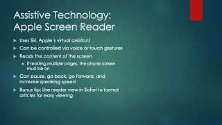EDIT 5350 Assistive Technology Review: Apple Screen Reader