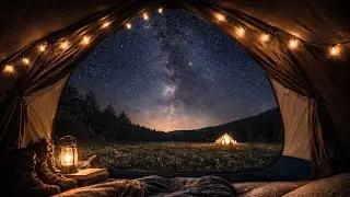 SLEEPING IN A TENT UNDER THE MILKY WAY 🌌 NIGHT NATURE SOUNDS FOR DEEP SLEEP (70 minutes)