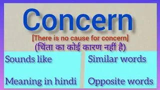 Concern | चिंता | Meaning in Hindi | New Words | The Vocabulary