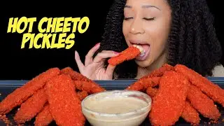 Crunchy Flaming Hot Cheeto Fried Pickles Mukbang
