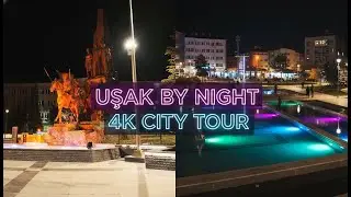 Ночной Ушак 🇹🇷 | Огни города и парк Атапарк - Прогулка 4K 60FPS
