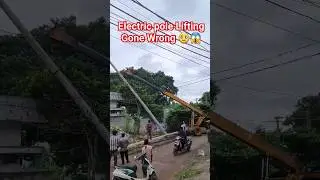 Electric Pole Crane touching electric wires Dead lifting so dangerous full video link in discription