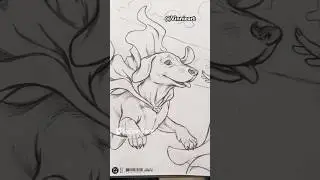Drawing Supergirl and Pet #art #drawing