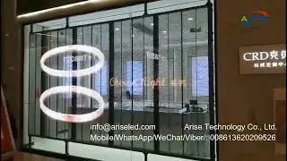 Transparent film foil glass adhesive LED media facade video screen for building, shop mall, showroom