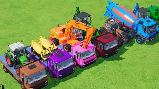 TRANSPORTING EXCAVATOR MIXER TRUCK TRACTORs Backhoe loaders Beamng.Drive Game FARMING SIMULATOR 22