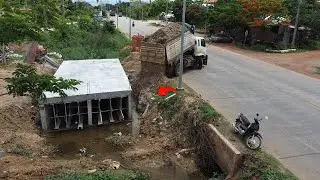 Start New Project! Fill-up dirt on Drainage System, Heavy Machinery-dump truck & Old Tractor