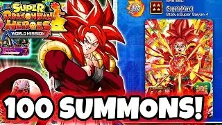 SUPER DRAGON BALL HEROES WORLD MISSION 100 GACHA SUMMONS! NEW GOD TIER CARD & SECS!!!