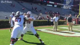 SC offensive line warms up with new coach Eric Wolford