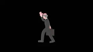 3D Cartoon Judge Turntable | Happy Judge Walking with Briefcase & Waving