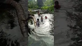 since we are a kid we love swimming at a river #childhood#river#fun