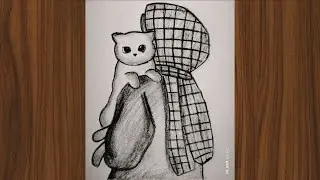 How to draw a girl with cat || girl drawing with cat ||girl drawing || how to draw a girl || 