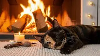Healing Fireplace Cat Music 432Hz 🐾 Emotional Support Relaxation For Stressed Cats