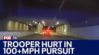 Dashcam video shows trooper lose control during 100+ mph police chase