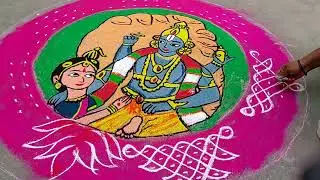 Rangoli competition winning muggu/ Sankranti rangoli/ గోదాదేవి,విష్ణుమూర్తి Dhanurmasam rangoli 
