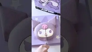 Eat giant kuromi cake with me #sanrio #kuromi #cake #food #asmrfood #mukbang
