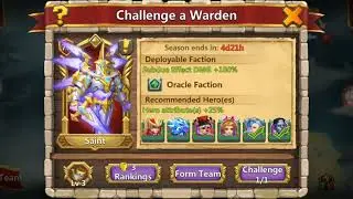 Castle Clash | Challenge a Warden | Saint Warden Level 70 325+ mil run