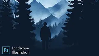 Photoshop Flat Landscape Drawing | Photoshop Speedart