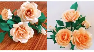 Beautiful Paper Rose Flowers / DIY Rose Flower making / Room decor ideas || Dev&rsquo;s Creative