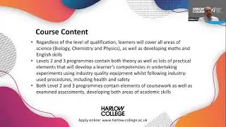 Harlow College Virtual Open Event February 2021: STEM - Science & Engineering