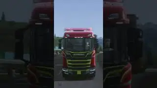 Stream truck on narrow road with front view driving, driving games.