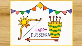 DUSSEHRA FESTIVAL DRAWING || Easy DUSSEHRA DRAWING for Kids || Dussehra Drawing || Dussehra Poster 