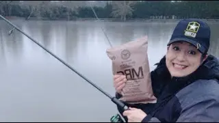 Fishing for rainbow trout and MRE review! #fishing #rainbowtrout #girlswhofish