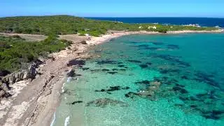 Spiaggia e Chiesa di Silverio (Aglientu - Sardinia) aerial drone