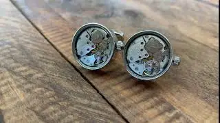 Working Watch Movement Steampunk Cufflinks Silver