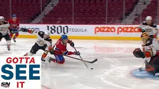 GOTTA SEE IT: Jake Evans Buries Goal While Diving In Front Of Crease