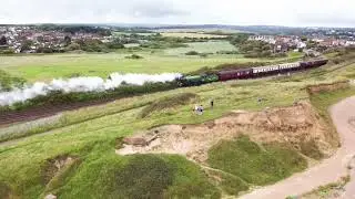 Mayflower Steam Locomotive Drone Footage. Steam Train Railtour in Hastings