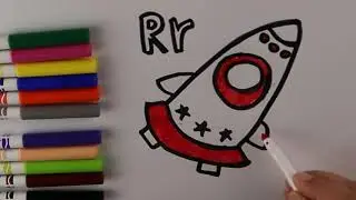 ABC Vehicles|| R for Rocket|| draw and color Rocket || kids drawing