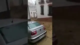 Flash flood in Setenil de las Bodegas (C&aacute;diz, Spain, 03/29/2022).