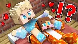 LAVA JJ fell into FROZEN ELSA Girl LOVE TRAP! ELEMENTAL LOVE in Minecraft - Maizen