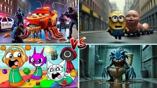 Lightning McQueen 🆚 GIANT BABY WORM & MINION WORM 🆚 Sprunki EXE 🆚 Sonic EXE 🎶 Tiles hop EDM Rush 🎶
