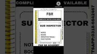 FBR Sub inspector test preparation 2025| FBR Sub inspector past papers