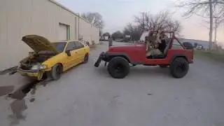Lifted Jeep YJ CRASHING Into Parked Car!!!