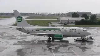 Germania Boeing 737-76J D-ABLB pushback + taxiing + takeoff at Berlin Schoenefeld Airport