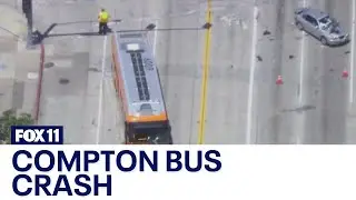 Several hurt in bus crash in Compton