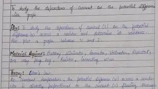 To Study the dependence of current potential difference with graph || science practical