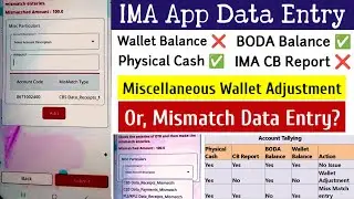 IT2.0 IMA App Balance Mismatch Data Entry | Miscellaneous Wallet Adjustment, BODA Balance, CB Report