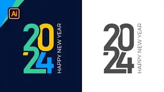Happy new year 2024 Post Design in Adobe Illustrator