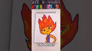 Drawing Ember Lumen from Elemental with Posca Markers! #shorts