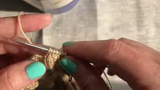 How to knit 2/1 Right Purl Cross without a cable needle 2/1 RPC