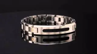 INOX Jewelry Men's Titanium Bracelet Inlaid with Black Cables-BRT07