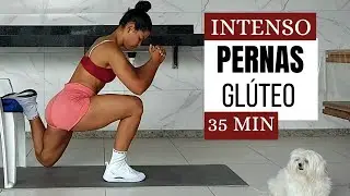 EXERCÍCIOS PARA PERNAS E GLÚTEOS EM CASA - 35 MINUTOS DE TREINO PESADO